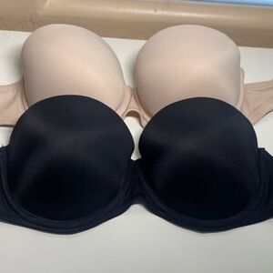 Victoria’s Secret PINK Women’s Strapless Bras Size 32 D (Set of 2) Nude & Black